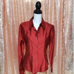 Gap Tailored Shirt. Size Medium. 100% Silk. Beautiful Red Color. Nwot. Tailored Shirts, Shirt Color, Red Color, Colorful Shirts, Gap, Button Down Shirt, Womens Tops, Size Medium, Silk