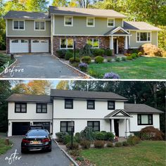 before and after photos of a house in the suburbs