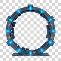 a circular object with blue lights in the shape of a circle on a transparent background