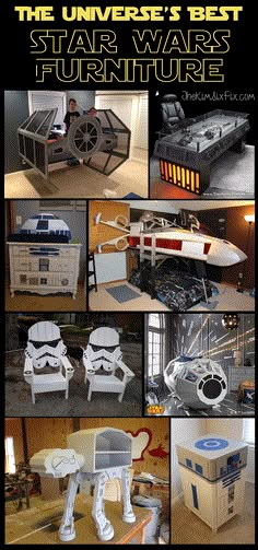 the star wars furniture is made out of cardboard and other items that are being assembled