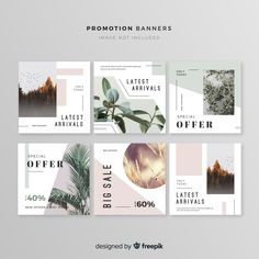 a set of four instagramtion banners with plants