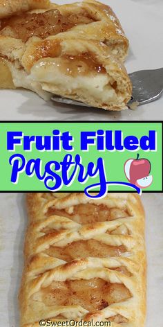 a close up of fruit filled pastry on a plate