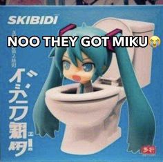 an anime poster with the caption saying, no they got miki to use this toilet