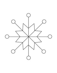 a snowflake is shown in black and white, with dots on the bottom