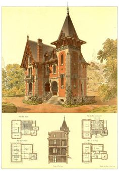 an old house is shown with plans for it