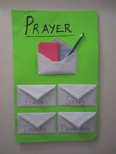 a piece of paper with some writing on it that says prayer and three envelopes