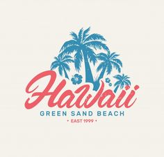 the logo for hawaii green sand beach, which is located in front of palm trees