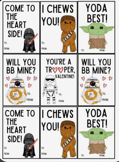 star wars valentine cards with the words,'i love you best'and darth va