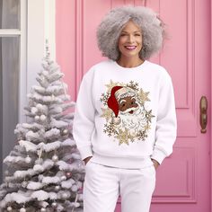 Black Santa Claus Christmas Sweatshirt, Vintage African American Santa Shirt, Retro Christmas Shirt, Diverse Holiday Apparel A sturdy and warm sweatshirt bound to keep you warm in the colder months. A pre-shrunk, classic fit sweater that's made with air-jet spun yarn for a soft feel and reduced pilling. * 50% cotton, 50% polyester * Pre-shrunk * Classic fit * Air-jet spun yarn with a soft feel and reduced pilling * Double-needle stitched collar, shoulders, armholes, cuffs, and hem For Matching Tote Bag and other unique items please visit our shop https://www.etsy.com/listing/1605836553/black-santa-claus-christmas-tote-bag?ref=listings_manager_grid This product is made especially for you as soon as you place an order, which is why it takes us a bit longer to deliver it to you. Making produc Black Santa Claus, African American Christmas, Retro Christmas Shirt, American Christmas, Christmas Tote Bags, Santa Shirt, Holiday Apparel, Christmas Tote, Black Santa