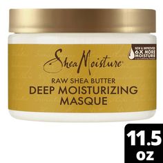 SheaMoisture Raw Shea Butter Deep Moisturizing Masque is a deep conditioning and hydrating hair mask that provides intense hydration to hair and locks in moisture for stronger, healthier hair. This mask treatment replenishes moisture and fortifies follicles for healthier-looking hair. Our deep conditioner for curly hair is perfect for revitalizing over-processed hair, damaged hair, or color-treated hair. Formulated with Raw Shea Butter, Sea Kelp and Argan Oil, this deep conditioner hair masque i Curly Hair Deep Conditioner, Moisturizing Hair Mask, Deep Hair Conditioner, Shea Butter Hair, Moisturizing Hair, Hydrating Hair Mask, Hair Care Regimen, Raw Shea Butter, Hair Masque