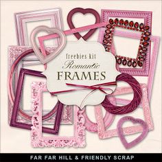 some pink frames with hearts and other items in them on the cover of a book