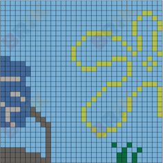 an image of the simpsons character in pixellated style with blue and yellow squares on it