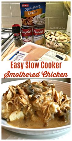 an easy slow cooker smothered chicken recipe