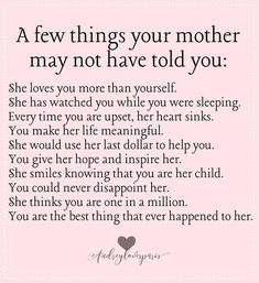 a poem that says, a few things your mother may not have told you