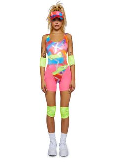 base 80s Barbie Costume, Costumes From The 80s, 80s Workout Barbie Costume, Monster High Doll Halloween Costume, Fitness Barbie Costume, 80 Costume Ideas For Women, Neon Costume Ideas, 80's Costume Ideas, 80s Fitness Costume