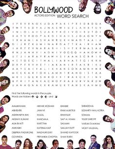 an advertisement for the hollywood word search, with many people in different colors and sizes