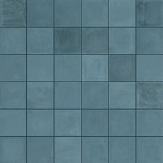 a blue tile wall that has been painted in shades of gray and grey, with small squares