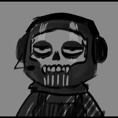 a skull with headphones on it's face