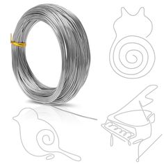 several different types of wire on a white background with an image of a snail and other objects