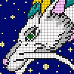 a cross - stitch pattern of a unicorn's head with stars in the background