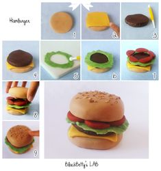 instructions to make hamburgers with fondant and felt food for children's crafts