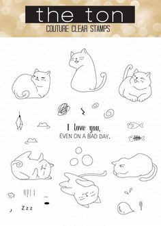 the stamps are designed to look like cats, and have different expressions for each one