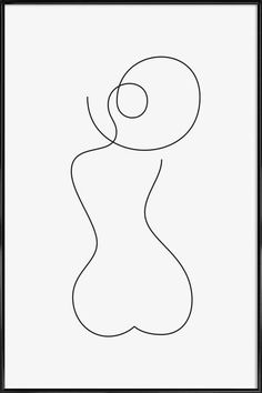 a line drawing of a woman's body in black and white, with an orange frame