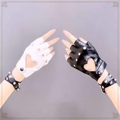 Leather Fingerless Gloves, Dark Punk, Estilo Harajuku, Half Finger Gloves, Finger Gloves, Punk Girl, Kawaii Fashion Outfits, New Rock, Estilo Punk