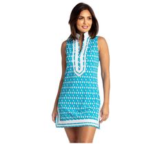 Show off your feminine side with this breezy sleeveless tunic that takes you effortlessly from the beach to the cafe. From Cabana Life. Cotton Tunic Beachwear Cover-up, Embroidered Tunic Cover-up For Beach, Sleeveless Cotton Mini Dress For Beach Cover-up, Vibrant Print Tunic Beach Cover-up Dress, Beach-ready V-neck Rayon Tunic, Sleeveless Tunic, The Cafe, Show Off, Tunic Dress