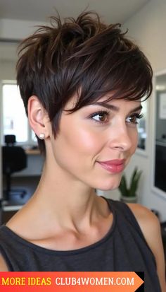 23 Top Pixie Haircuts with Bangs for 2024 – Trendy Styles for Every Face Shape Pixie Undercut With Bangs, Pixie Side Swept Bangs, Dark Pixie With Highlights, Short Pixie Long Bangs, Pixie With Fringe Bangs, Pixie Cut Asian Hair, Short Bangs Pixie, Dark Brown Pixie Haircut, Dark Hair Pixie Haircut