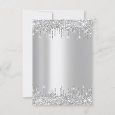 silver sequins and diamonds wedding card