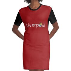 Loose and casual fit jersey t-shirt dress. Printed polyester blend front panel, solid color 100% cotton back/sleeves/rib. Size range XS-2XL. Liverpool design is the perfect gift for LFC lovers Liverpool Design, Liverpool Football, Dress For Sale, Casual Fit, Casual Fits, Jersey T Shirt, T Shirt Dress, Liverpool, Dresses For Sale