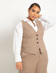 Suit Vest Women, Outfits Gorditas, Plus Zise, Fashionable Accessories, Plus Size Blazer, Stylish Work Attire, Plaid Suit, Plus Size Coats