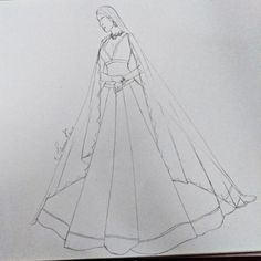 a drawing of a woman in a wedding dress