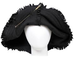 Vintage Junya Watanabe black wool hat featuring intentional frayed edges and adorned with a vintage hat pin at the center front. Please inquire for additional images. Recycled Dress, 1910s Fashion, Unique Hats, Turban Headwrap, Vintage Hats, Junya Watanabe, Cool Hats, Soft Hair, Hats For Sale