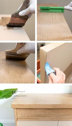 the process of painting a wooden dresser is shown