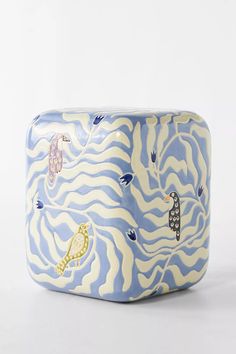 a blue and white box with sea animals on it