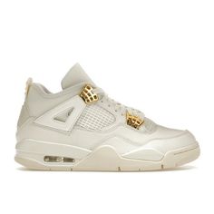 Women's Jordan 4 Retro Metallic Gold - AQ9129-170 - 6.5W As part of this partnership with Walmart, StockX has a 14 day return policy and the item must be in original, new condition with the StockX tag attached. Size: 6.5.  Color: Off-White.  Gender: female.  Age Group: adult. Jordan 4 Retro Metallic, Retro Jordans, Jordan 4 White, Nike Air Jordan 4 Retro, All Jordans, Holiday Wishlist, Nike Air Jordan 4, Jordan 4s, Nike Gold