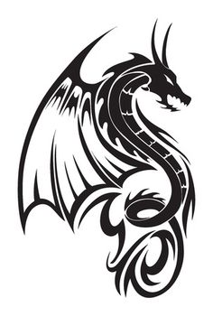 black dragon tattoo design on white background