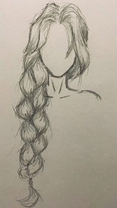 a drawing of a woman's head with long hair and braids on it