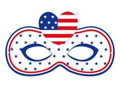 a mask with the american flag on it and stars in the shape of a heart