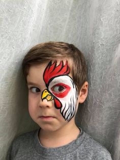 Rooster Facepainting Ideas Kids, Animals Face Painting, Face Painting For Kids, Carnaval Make-up