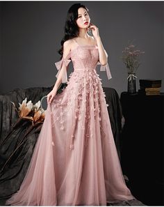 Spring Pink Evening Dress For Debutante Ball, Pink Floor-length Gown For Banquet, Pink Floor-length Banquet Gown, Pink Ball Gown For Debutante Ball In Spring, Pink Ball Gown For Banquet, Pink Tulle Dresses For Prom Season, Pink Tulle Banquet Dress, Pink Floor-length Evening Dress For Debutante Ball, Pink Tulle Evening Dress For Prom Season