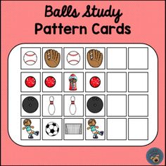 a pink background with black and white images that says balls study pattern cards