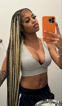 Mixed Color Braids, Latest Braids Hairstyles, Latest Braids, Color Braids, Twisted Hair, Big Box Braids Hairstyles, Feed In Braids Hairstyles, Blonde Braids, Box Braids Hairstyles For Black Women