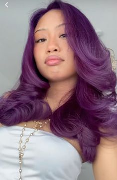 Dyed Hair Ideas For Black Women, Dark Purple Hair Color On Black Women, Purple Hair Curly Short, Purple Hair Half, Curly Hair Dye Purple, Dark Purple Natural Hair, Purple Hair On Brown Skin, Royal Purple Hair, Curly Hair Dark Purple