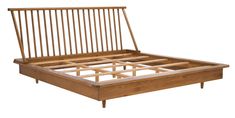 a bed frame with wooden slats on it