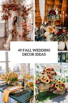 fall wedding decor ideas with sunflowers and greenery