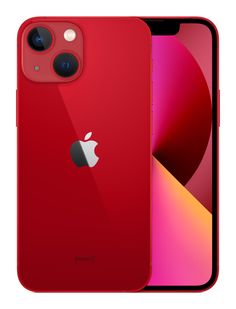 the red iphone 11 is next to an apple phone with its front camera facing forward