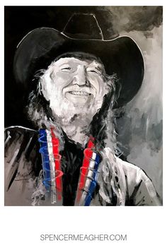 a painting of a man wearing a cowboy hat